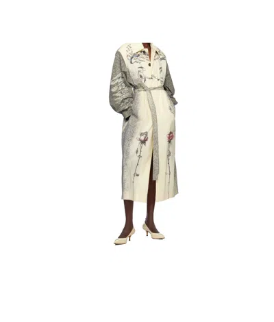 Jean Paul Gaultier Tattoo Printed Lightweight Trench Coat In Nude