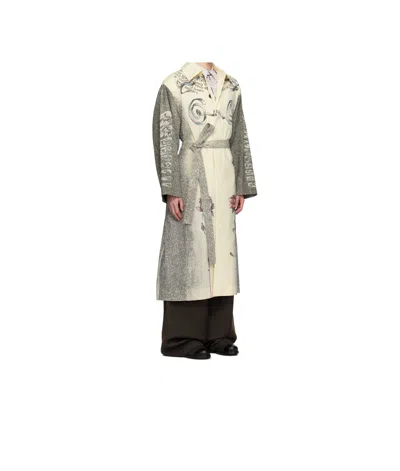 Jean Paul Gaultier Tattoo Printed Lightweight Trench Coat In Nude