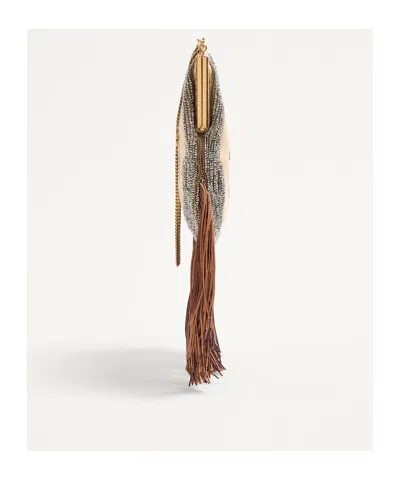 Valentino Embroidered Tassel Shoulder Bag In Multi-color