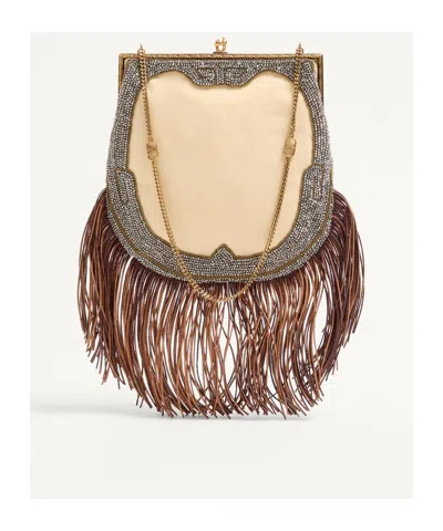 Valentino Embroidered Tassel Shoulder Bag In Multi-color