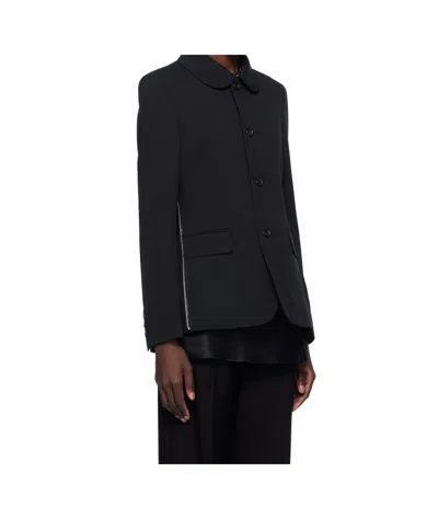Comme Des Garçons Black Wool Gabardine Blazer In Black