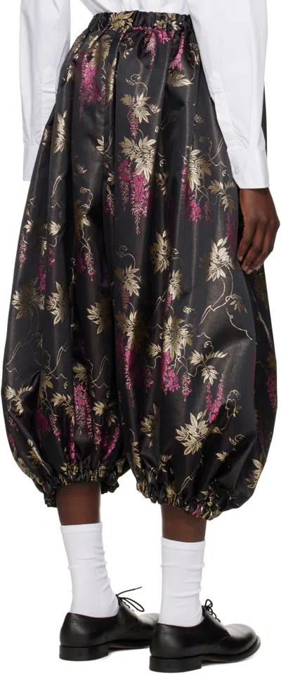 Comme Des Garçons Floral-print Trousers In Black/multicolor