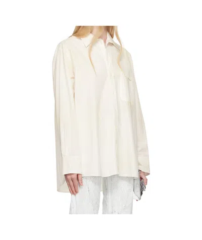 Mm6 Maison Margiela Off-white Light Cotton Poplin Long-sleeved Shirt In White