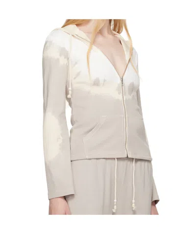 Mm6 Maison Margiela Gray & Off-white Interlock Cotton Jersey Hoodie In Nude