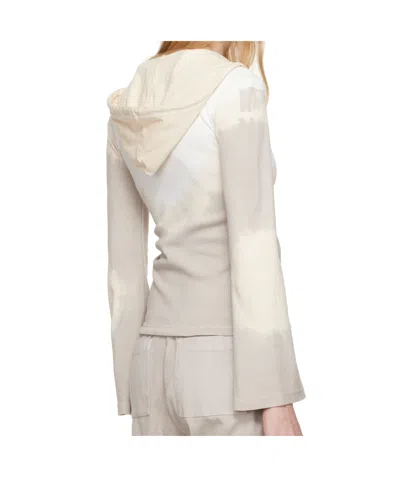 Mm6 Maison Margiela Gray & Off-white Interlock Cotton Jersey Hoodie In Nude