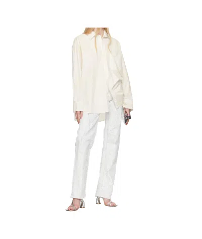 Mm6 Maison Margiela Off-white Light Cotton Poplin Long-sleeved Shirt In White