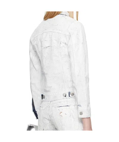 Mm6 Maison Margiela White & Navy Sportsjacket Denim Jacket In White