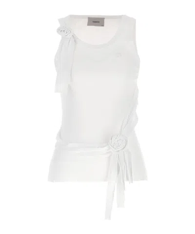 Coperni Distressed Rose Rib Tank Top In White