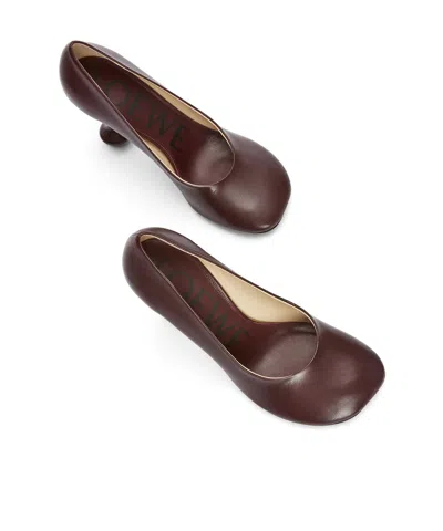Loewe Leather Toy Pumps With Closed Toe And Unique Heel Design In Brown