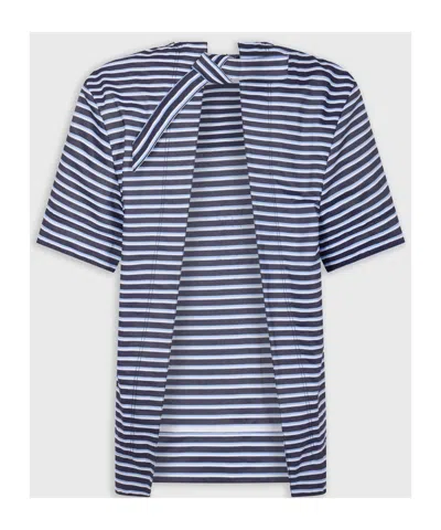 Shop Rabanne Striped T-shirt In White/blue