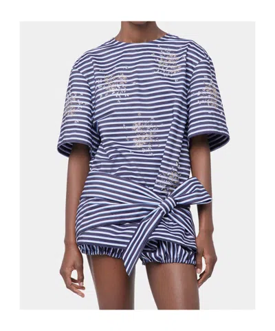 Rabanne Printed Cotton Jersey T-shirt In White/blue