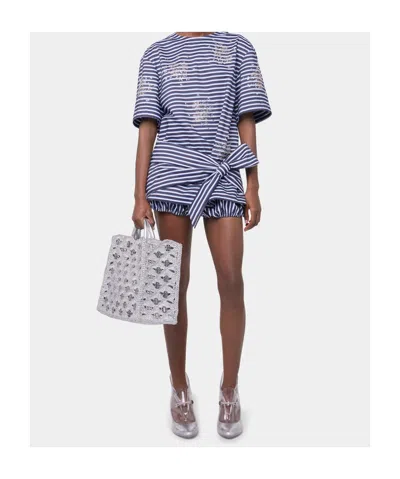 Rabanne Printed Cotton Jersey T-shirt In White/blue