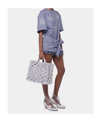 Rabanne Printed Cotton Jersey T-shirt In White/blue