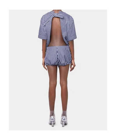 Rabanne Printed Cotton Jersey T-shirt In White/blue