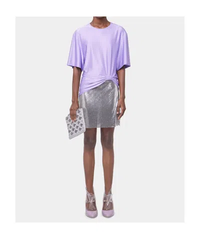 Rabanne Knotted Stretch-jersey T-shirt In Lavender