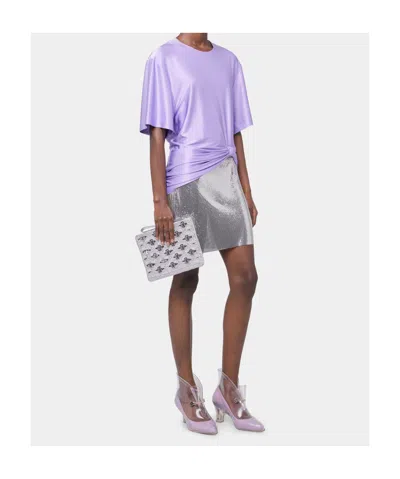 Rabanne Knotted Stretch-jersey T-shirt In Lavender