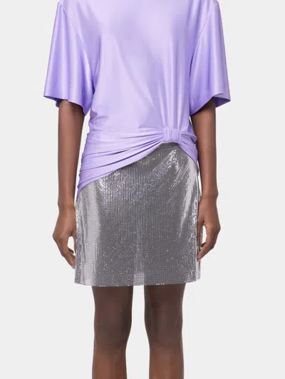 Rabanne Knotted Stretch-jersey T-shirt In Lavender