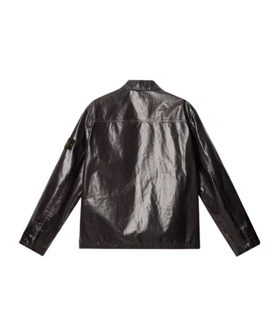 Stone Island Coated Overshirt In Charcoal-grey