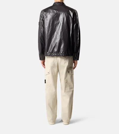 Stone Island Coated Overshirt In Charcoal-grey