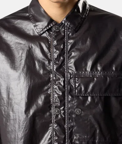 Stone Island Coated Overshirt In Charcoal-grey