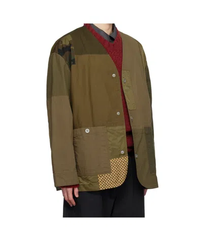 Comme Des Garçons V-neck Long-sleeved Casual Jacket In Green