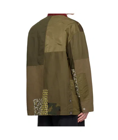 Comme Des Garçons V-neck Long-sleeved Casual Jacket In Green