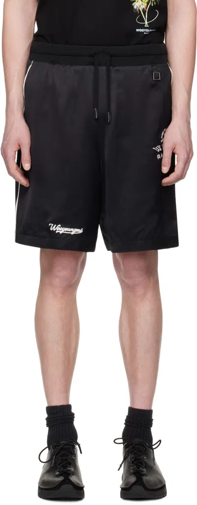 Wooyoungmi Black Piping Banding Shorts In Black