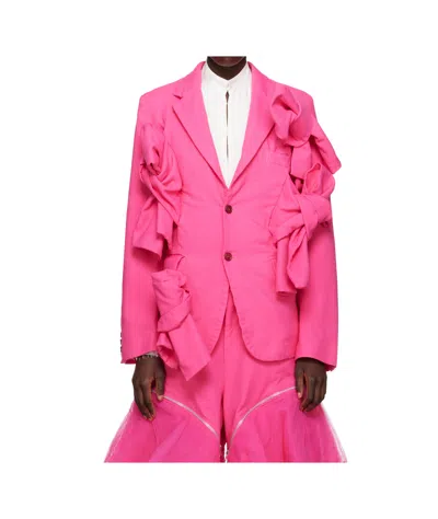 Comme Des Garçons Lapel Long-sleeved Suit Jacket In Pink