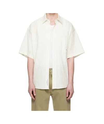 Wooyoungmi Off-white Stripe Short Sleeve Shirt In White