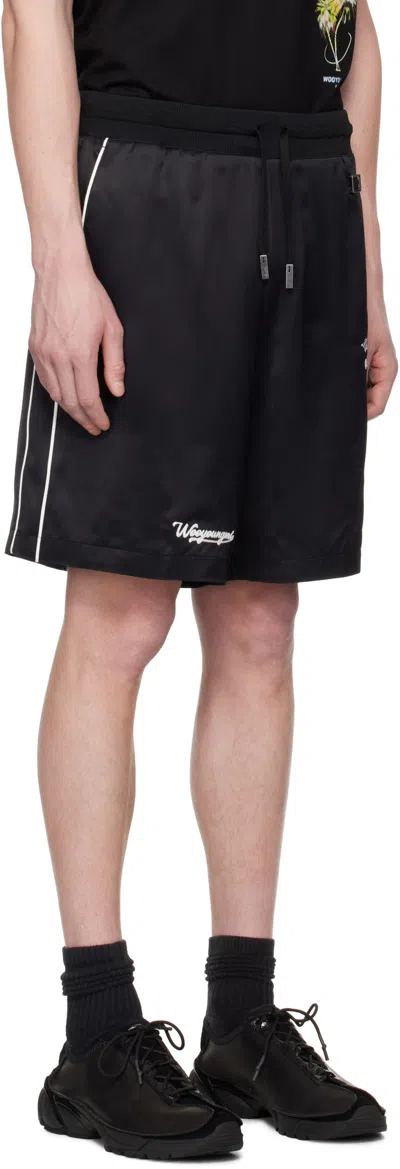 Wooyoungmi Black Piping Banding Shorts In Black