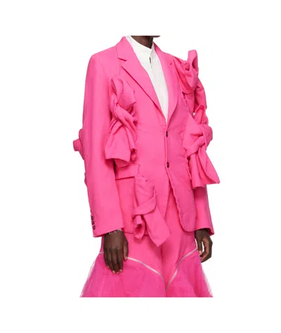 Comme Des Garçons Lapel Long-sleeved Suit Jacket In Pink