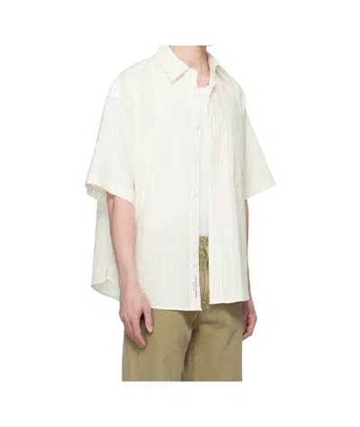 Wooyoungmi Off-white Stripe Short Sleeve Shirt In White