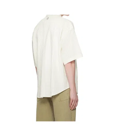 Wooyoungmi Off-white Stripe Short Sleeve Shirt In White