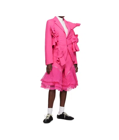 Comme Des Garçons Lapel Long-sleeved Suit Jacket In Pink