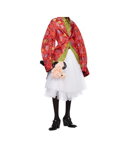 Comme Des Garçons White Nylon Tulle Midi Skirt In White