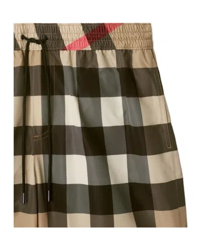 Burberry Beige Check Swim Shorts In Archives Beige