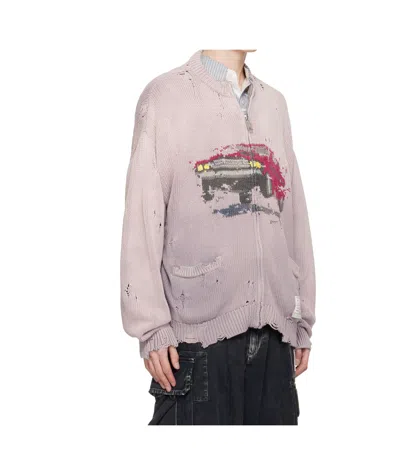 Miharayasuhiro Pink Car Jacquard Knit Cardigan In Pink