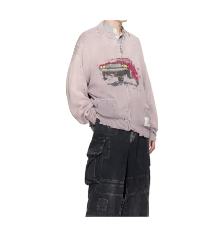 Miharayasuhiro Pink Car Jacquard Knit Cardigan In Pink