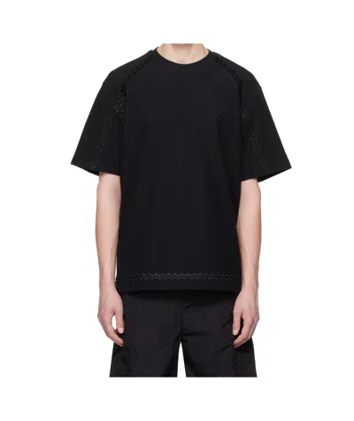 Wooyoungmi Black Line Embroidery T-shirt In Black
