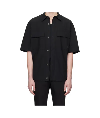 Wooyoungmi Black Banding Short Sleeve Shirt In Black