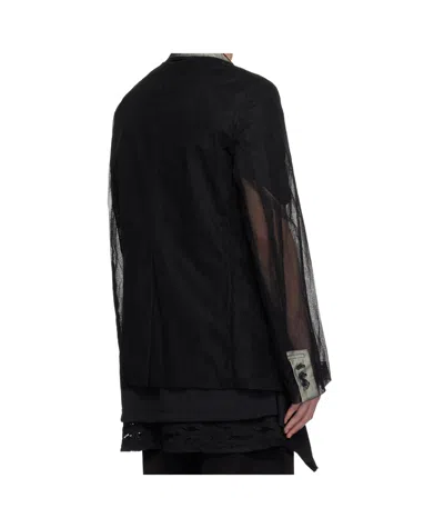 Comme Des Garçons Black Nylon Tulle  Cotton Cloth Blazer In Black/cream