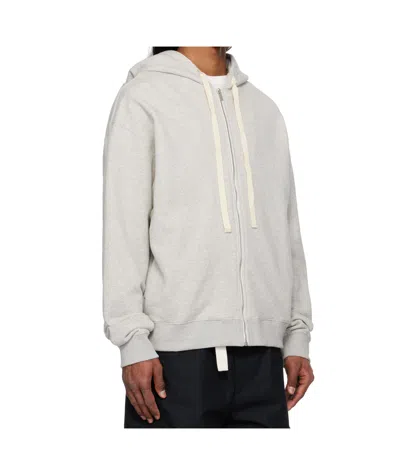 Jil Sander Drop-shoulder Drawstring Hoodie In Gray