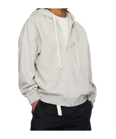 Jil Sander Drop-shoulder Drawstring Hoodie In Gray