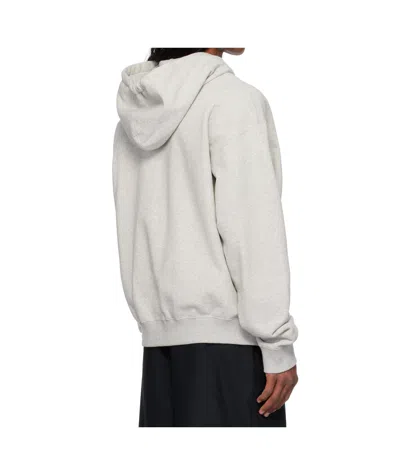Jil Sander Drop-shoulder Drawstring Hoodie In Gray
