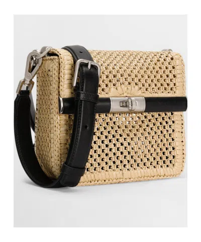Dolce & Gabbana Rectangular Woven Top Handle Shoulder Bag In Camel