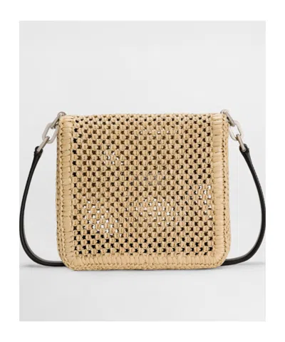 Dolce & Gabbana Rectangular Woven Top Handle Shoulder Bag In Camel