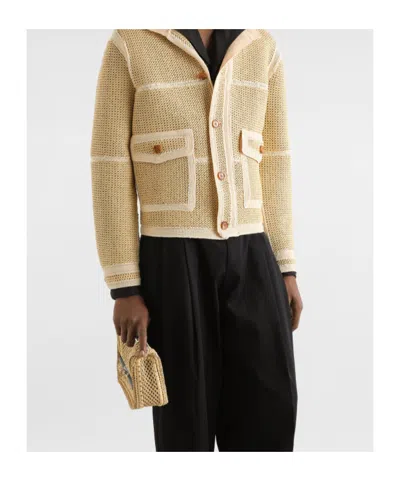 Dolce & Gabbana Rectangular Woven Top Handle Shoulder Bag In Camel