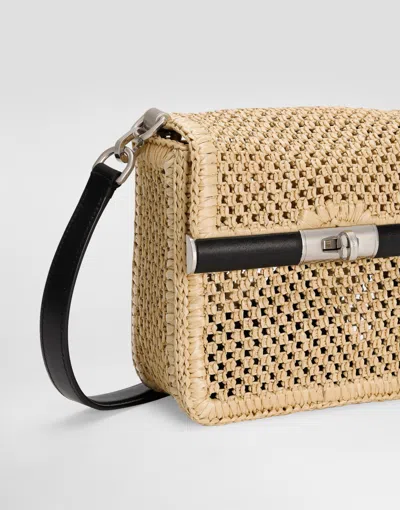 Dolce & Gabbana Rectangular Woven Top Handle Shoulder Bag In Camel