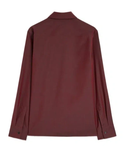 Jil Sander Wool Poplin Shirt With Tie In Iridescent Plum