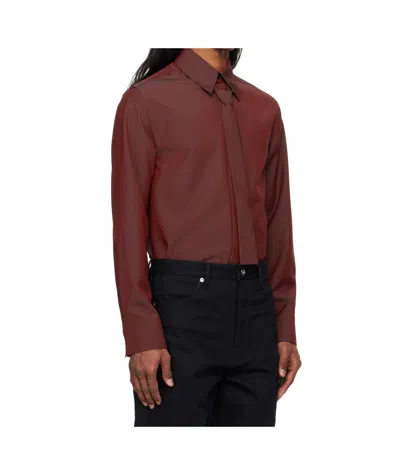 Jil Sander Wool Poplin Shirt With Tie In Iridescent Plum